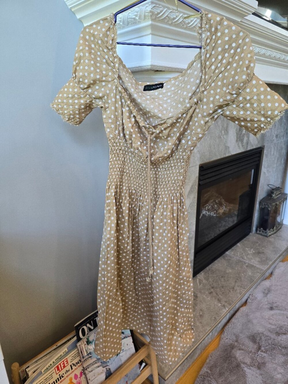 Garcia Fashions midi dress puff sleeve, size small cotton